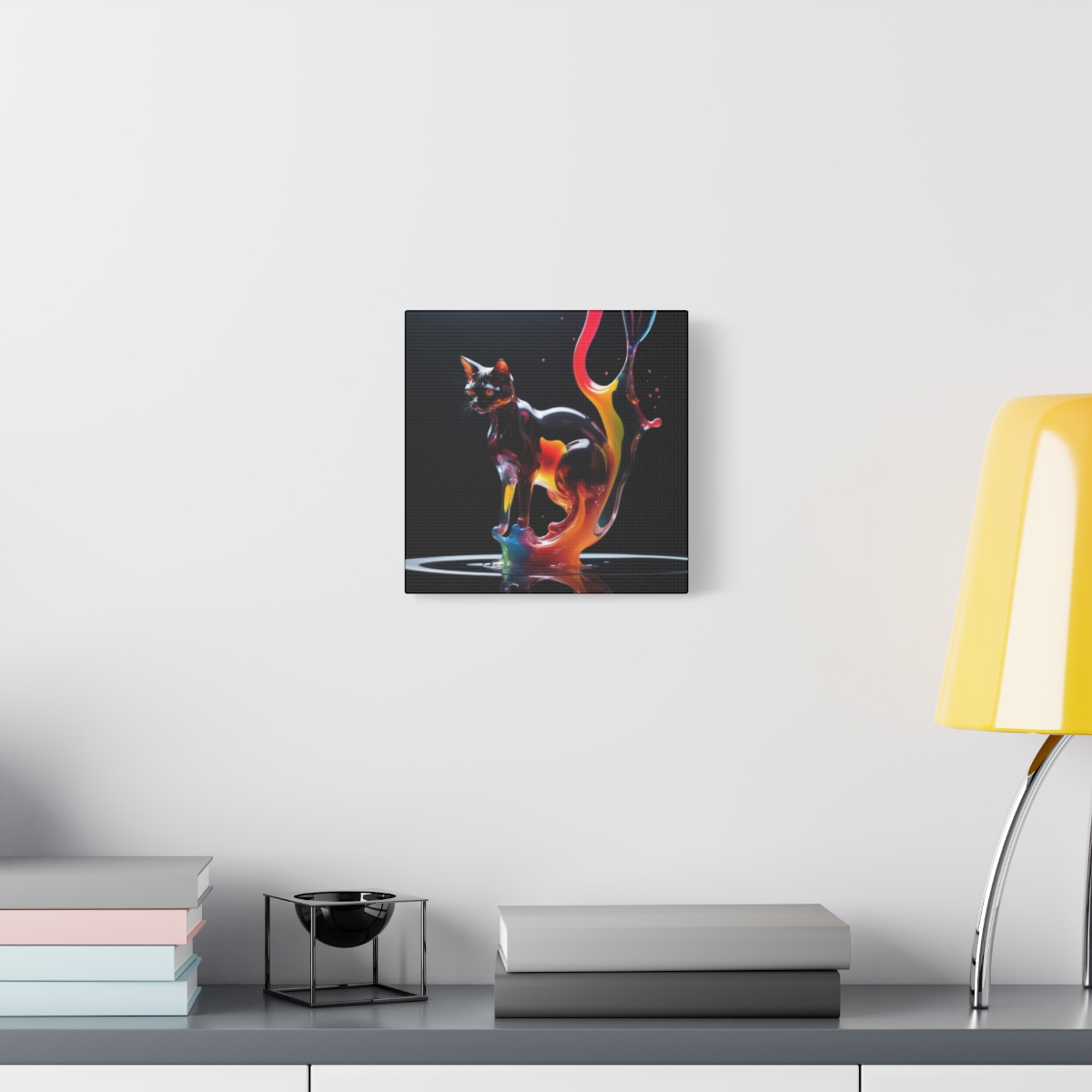 Stunning Unique Colorful Cat Glass Wall Art Canvas