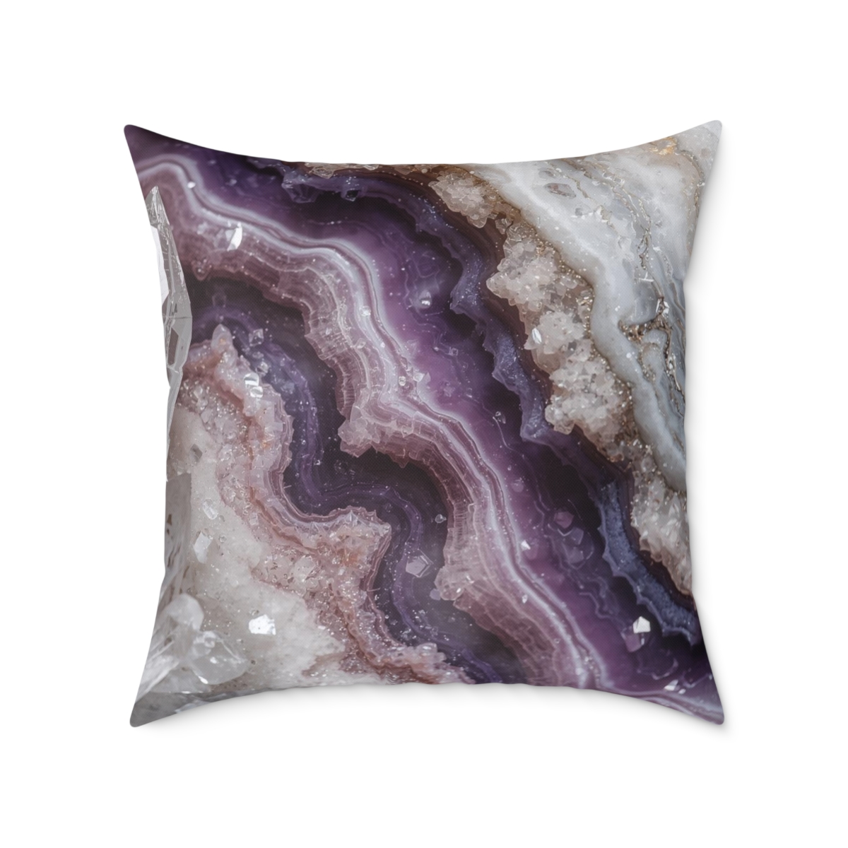 Unique Gorgeous Purple Geode Crystal Square Poly Canvas Pillow