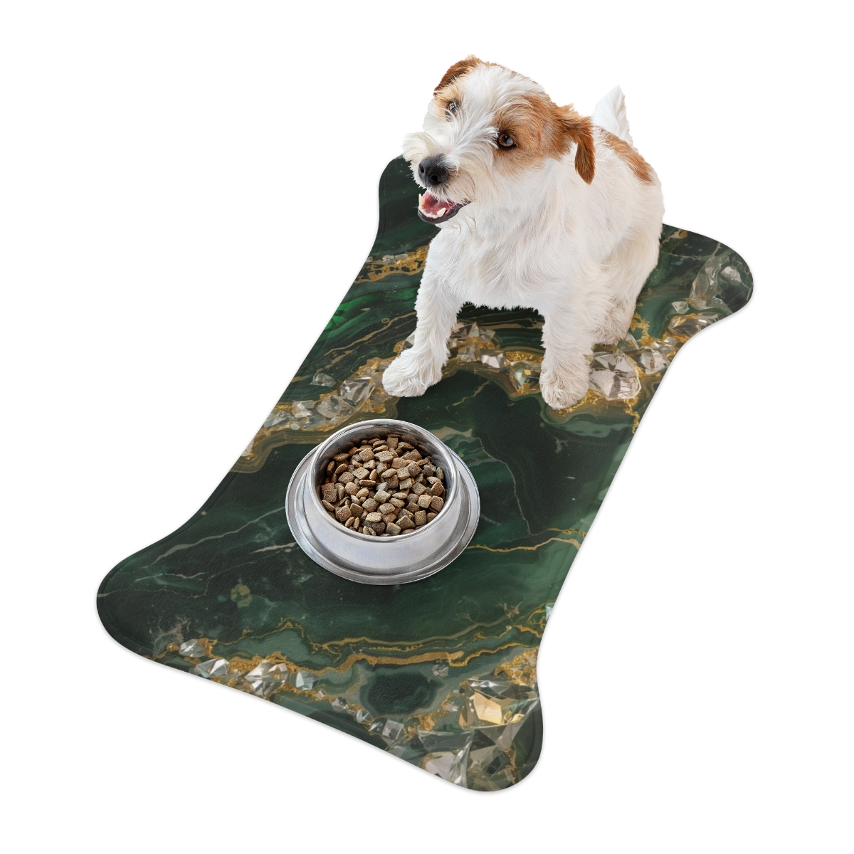 Luxury Green Marble Crystal Pet Feeding Mat