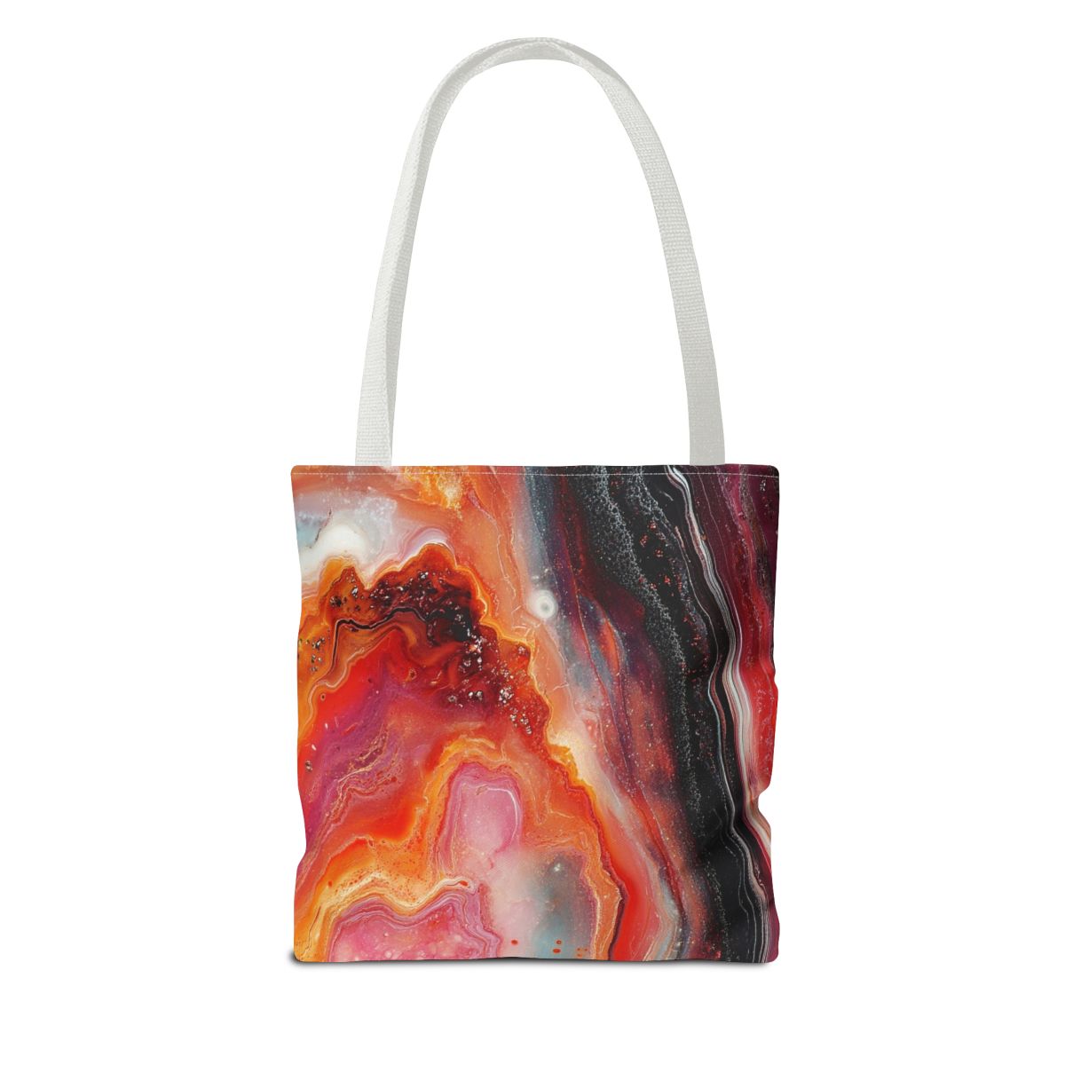 Vibrant Red Black Boho Marbled Art Tote Bag