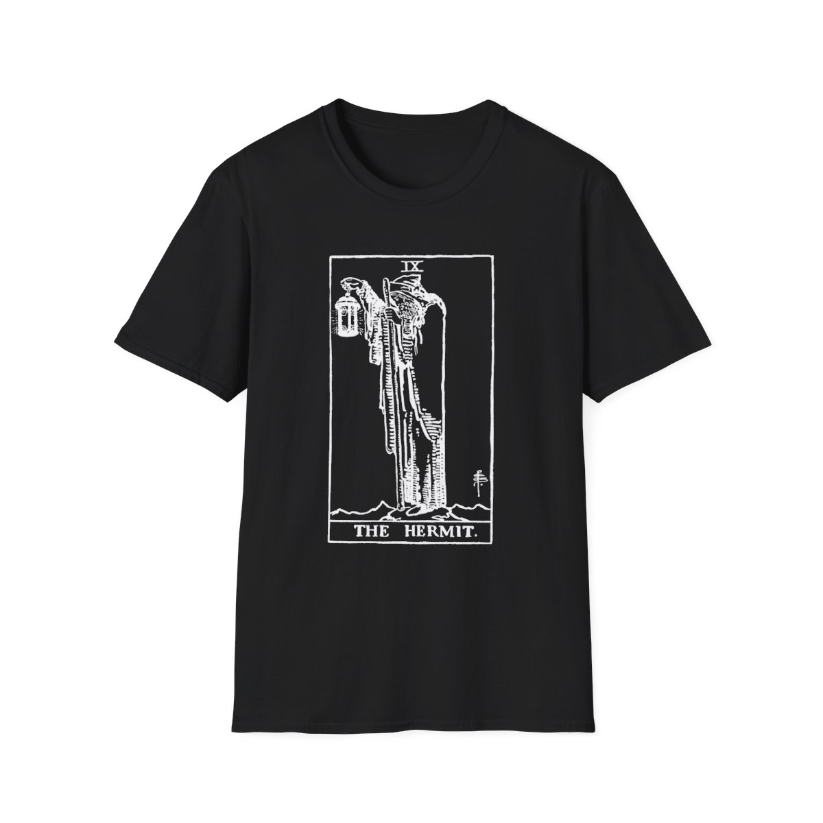 9 - The Hermit White Vintage Tarot Card Softstyle T-Shirt
