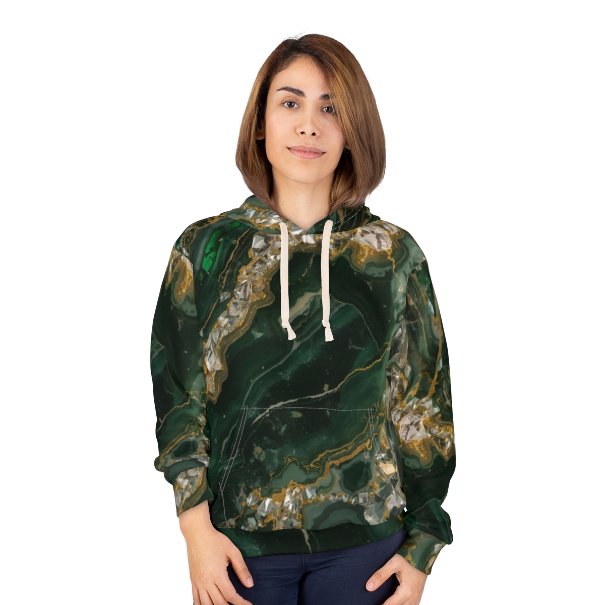 Stunning Green Marble Crystal Pullover Hoodie