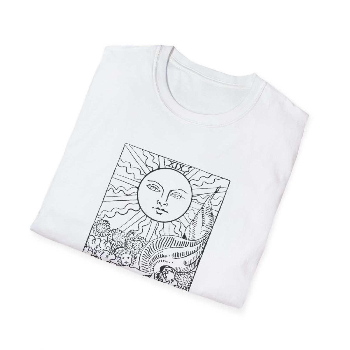 19 - The Sun Black Vintage Tarot Card Softstyle T-Shirt