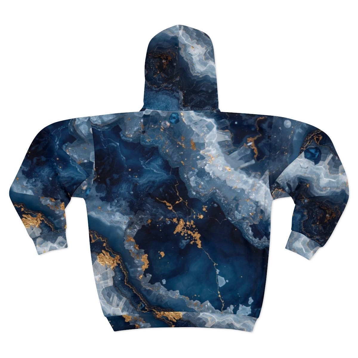 Stunning Blue Crystal Marble Zip Hoodie