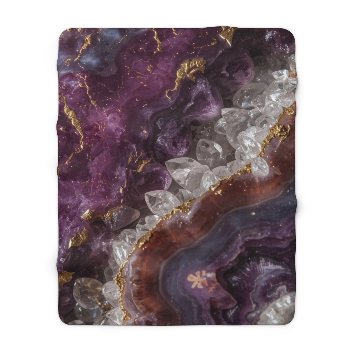 Luxury Purple Crystal Agate Sherpa Fleece Blanket