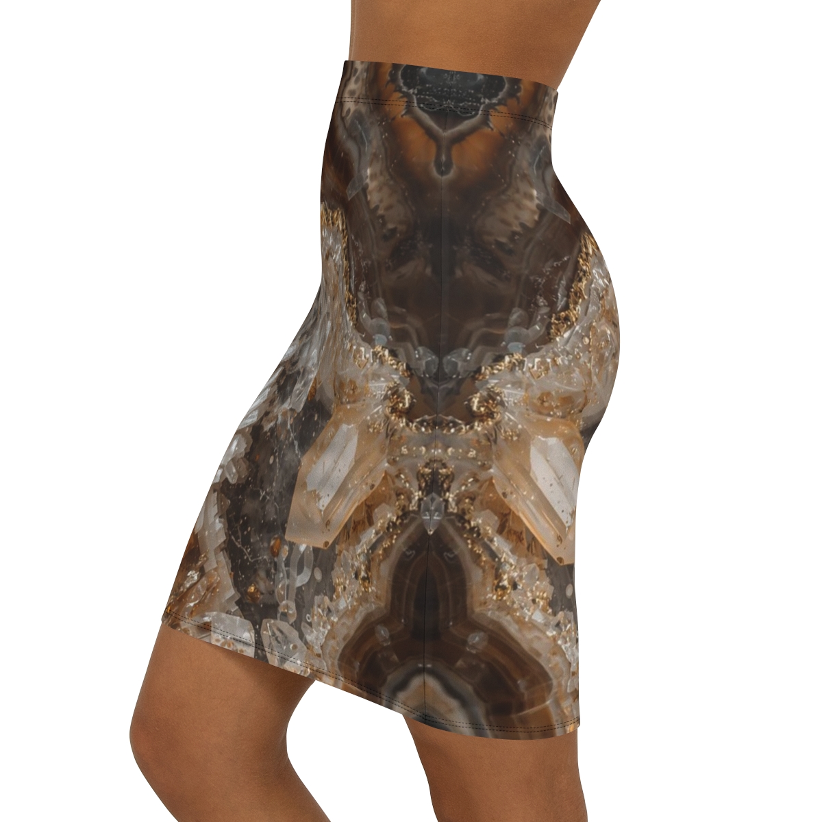 Beautiful Chic Crystal Agate Mid-Waist Pencil Skirt