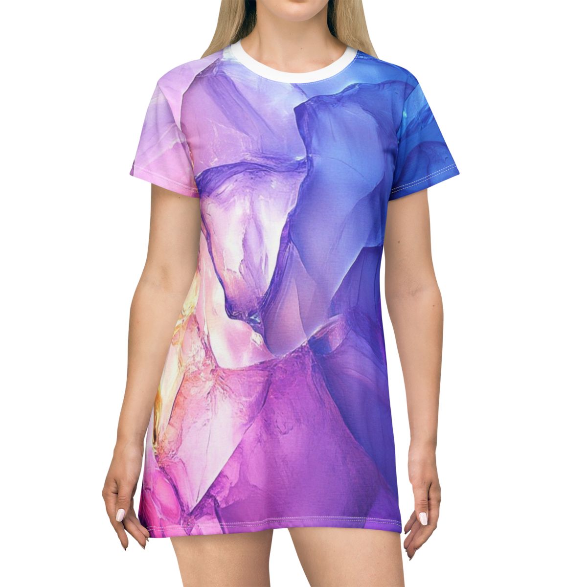 Vibrant Color Crystal T-Shirt Dress