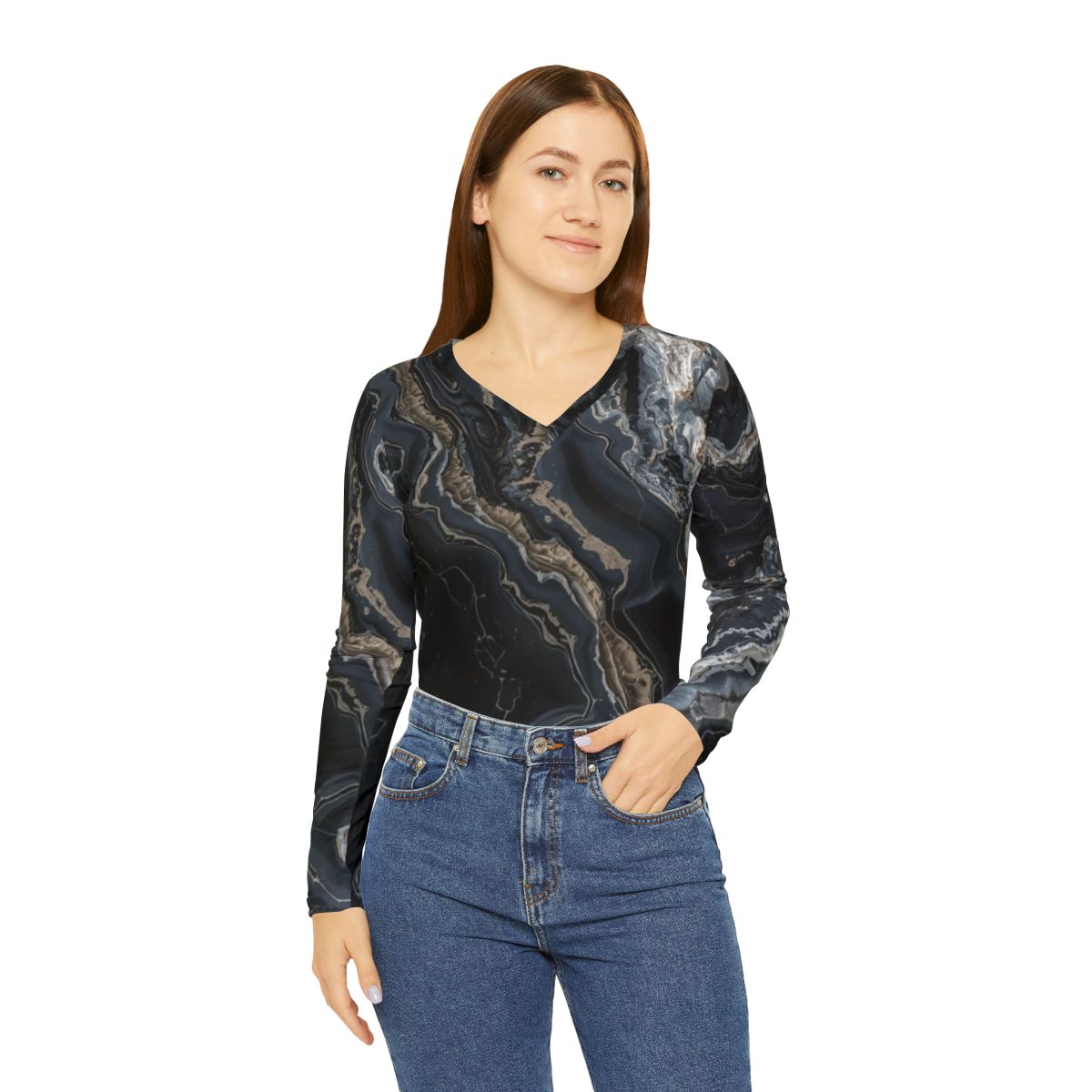 Stunning Black Marble long Sleeve Top