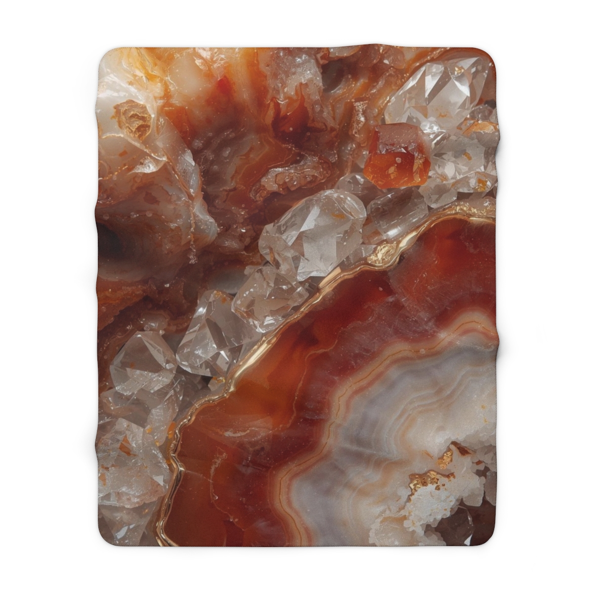 Luxury Orange Agate Marble Crystal Sherpa Fleece Blanket