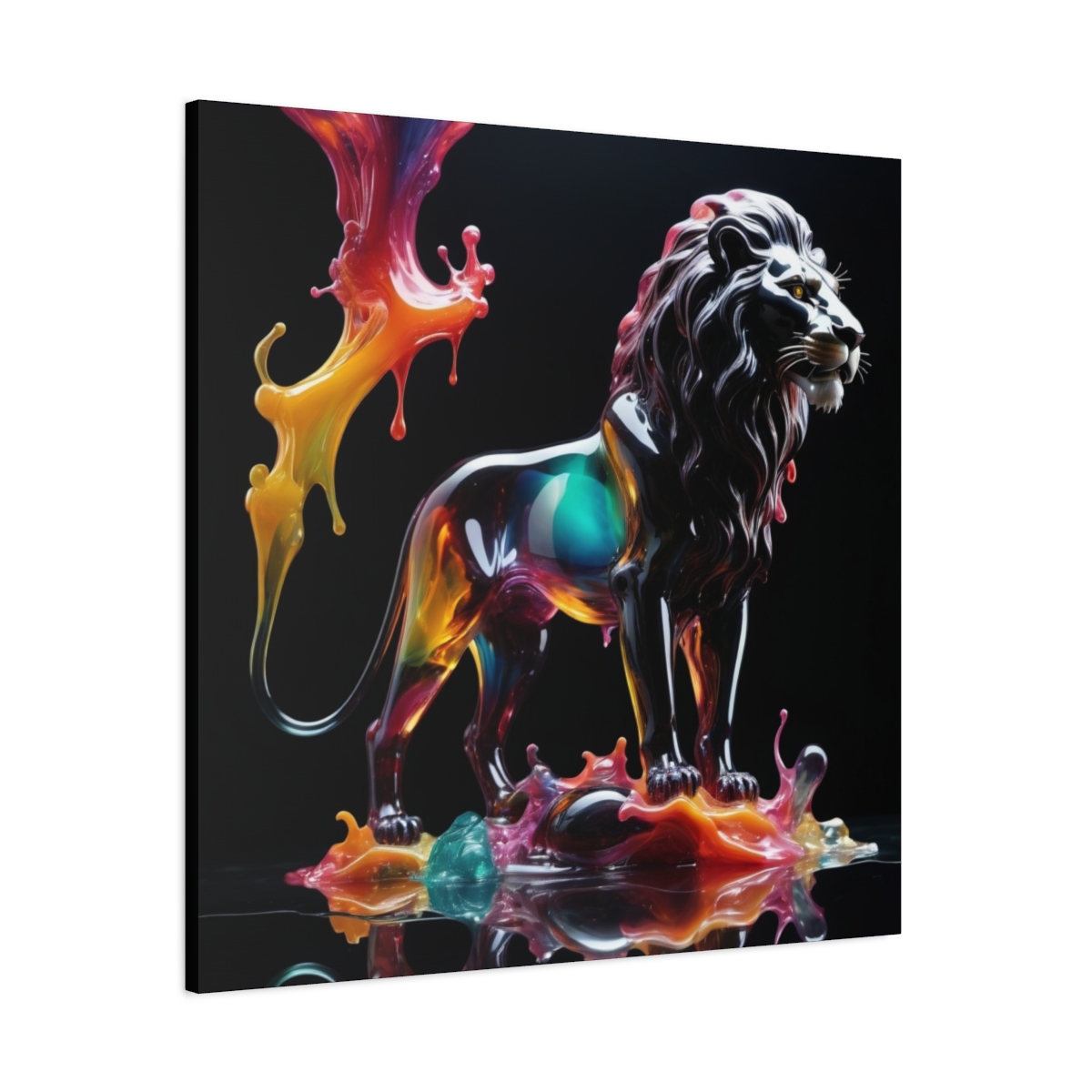 Stunning Unique Colorful Lion Glass Wall Art Canvas