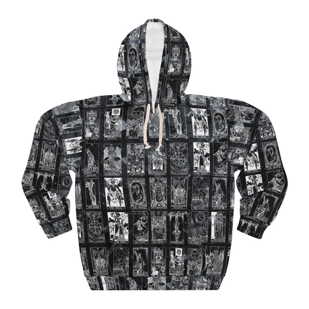Unique Vintage White Tarot Card Black Crystal Pullover Hoodie