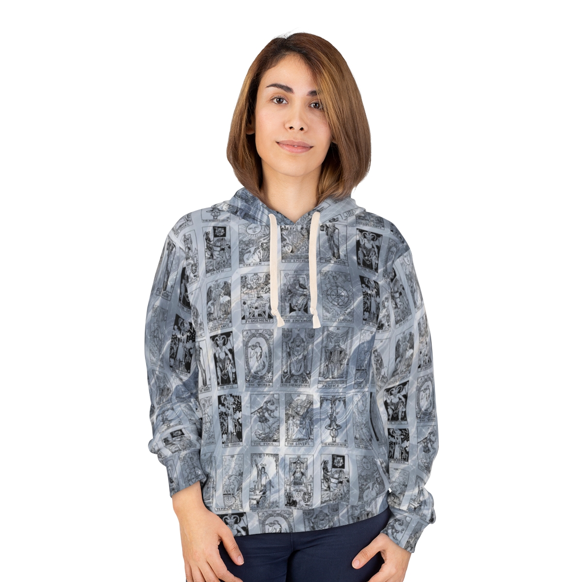 Unique Vintage Black Tarot Card Blue Marble Pullover Hoodie