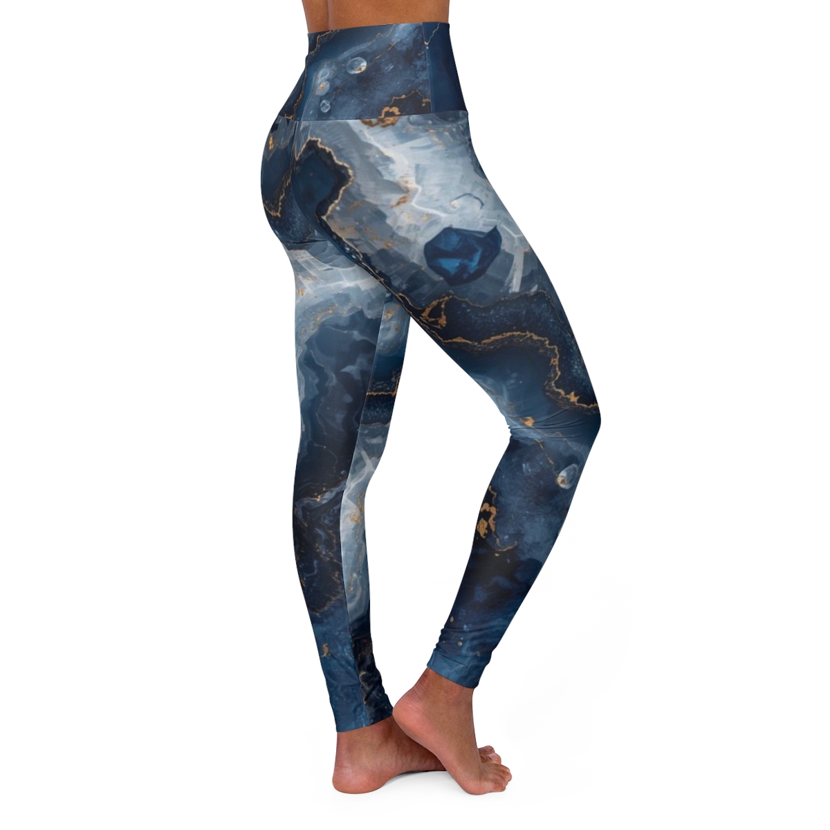 Stunning Blue Gold Agate High Waisted Leggings