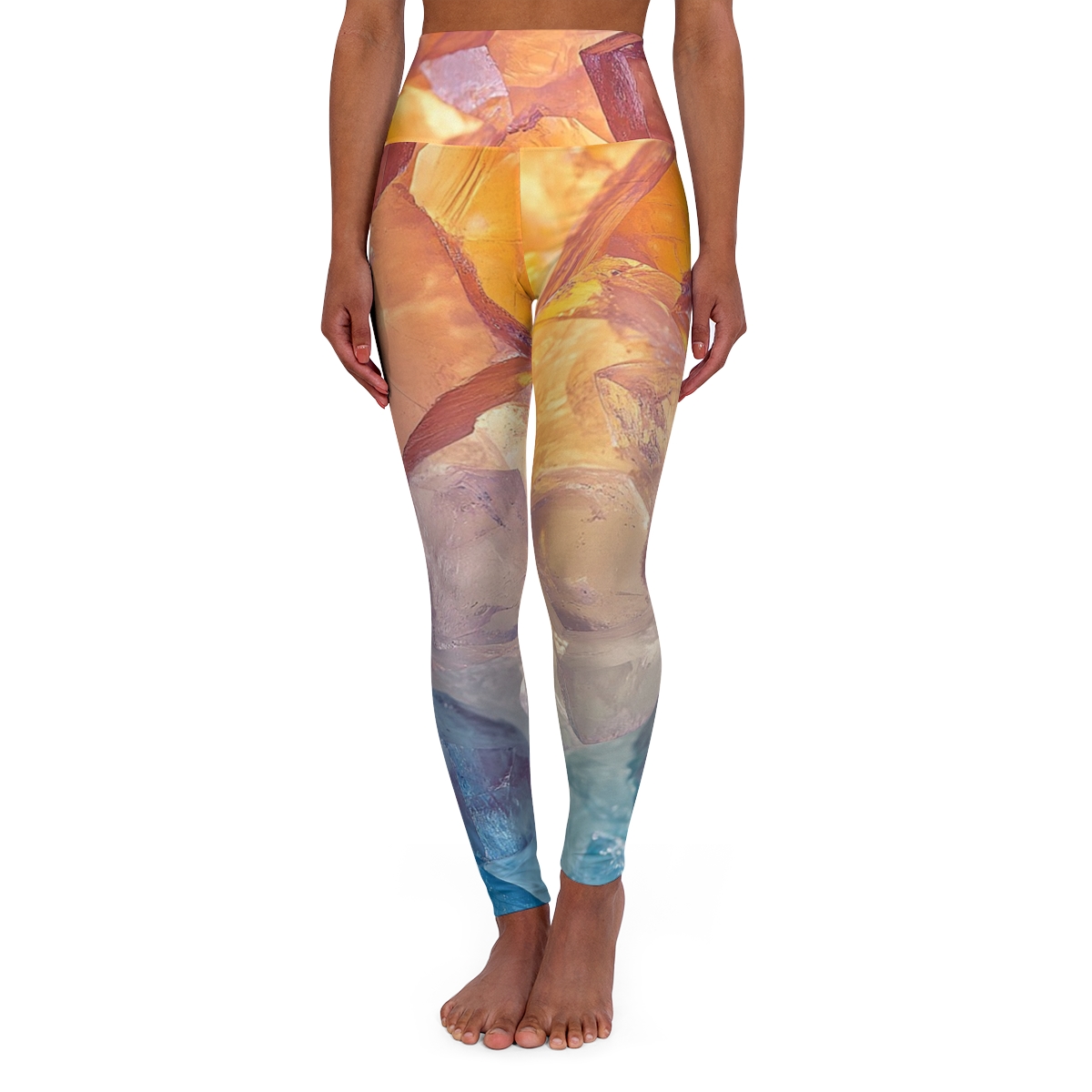 Beautiful Vibrant Colorful Crystal High Waisted Leggings