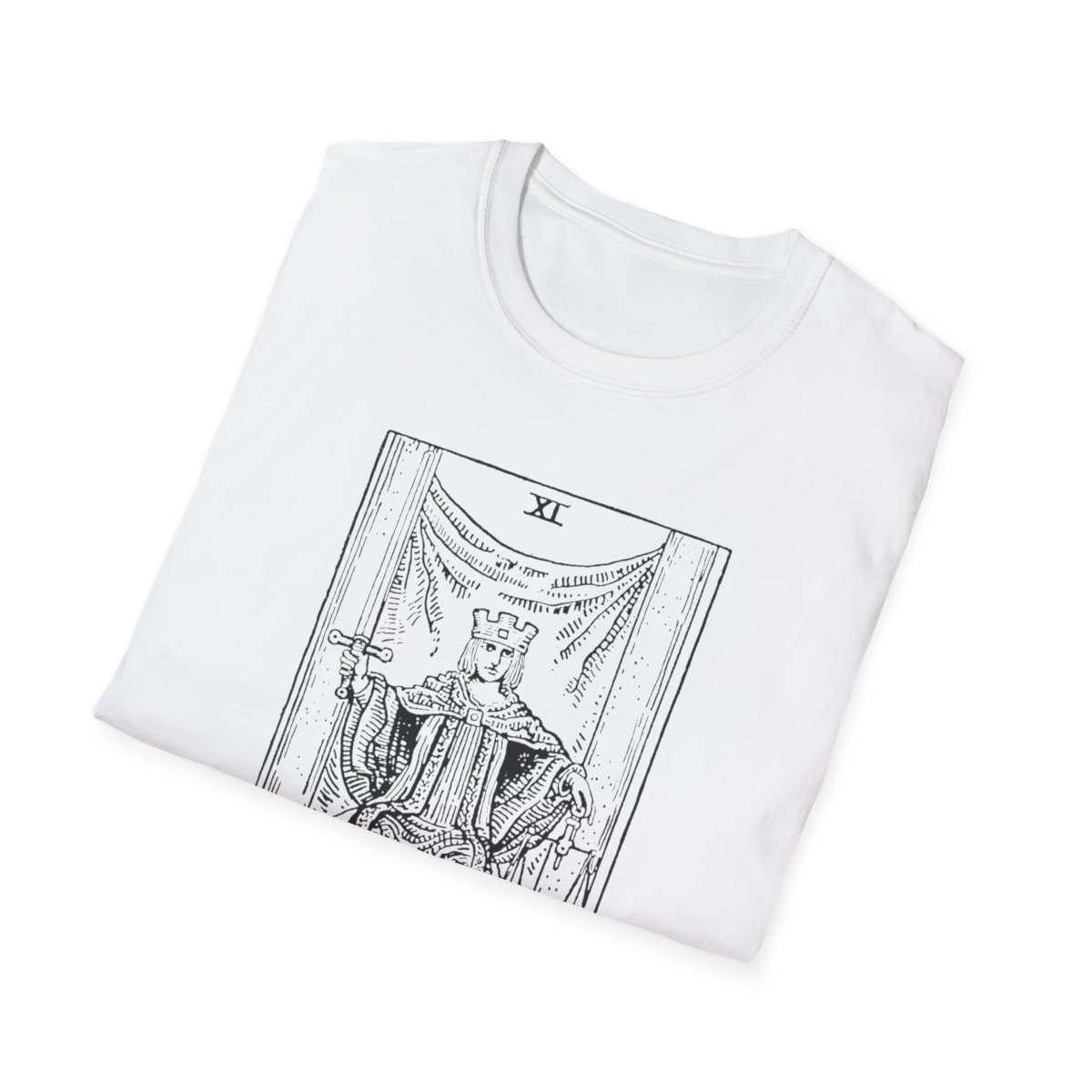 11 - Justice Black Vintage Tarot Card Softstyle T-Shirt