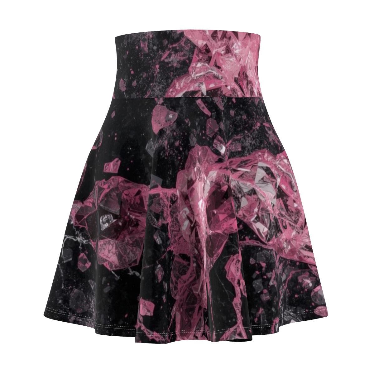 Stunning Pink Black Crystal Skater Skirt