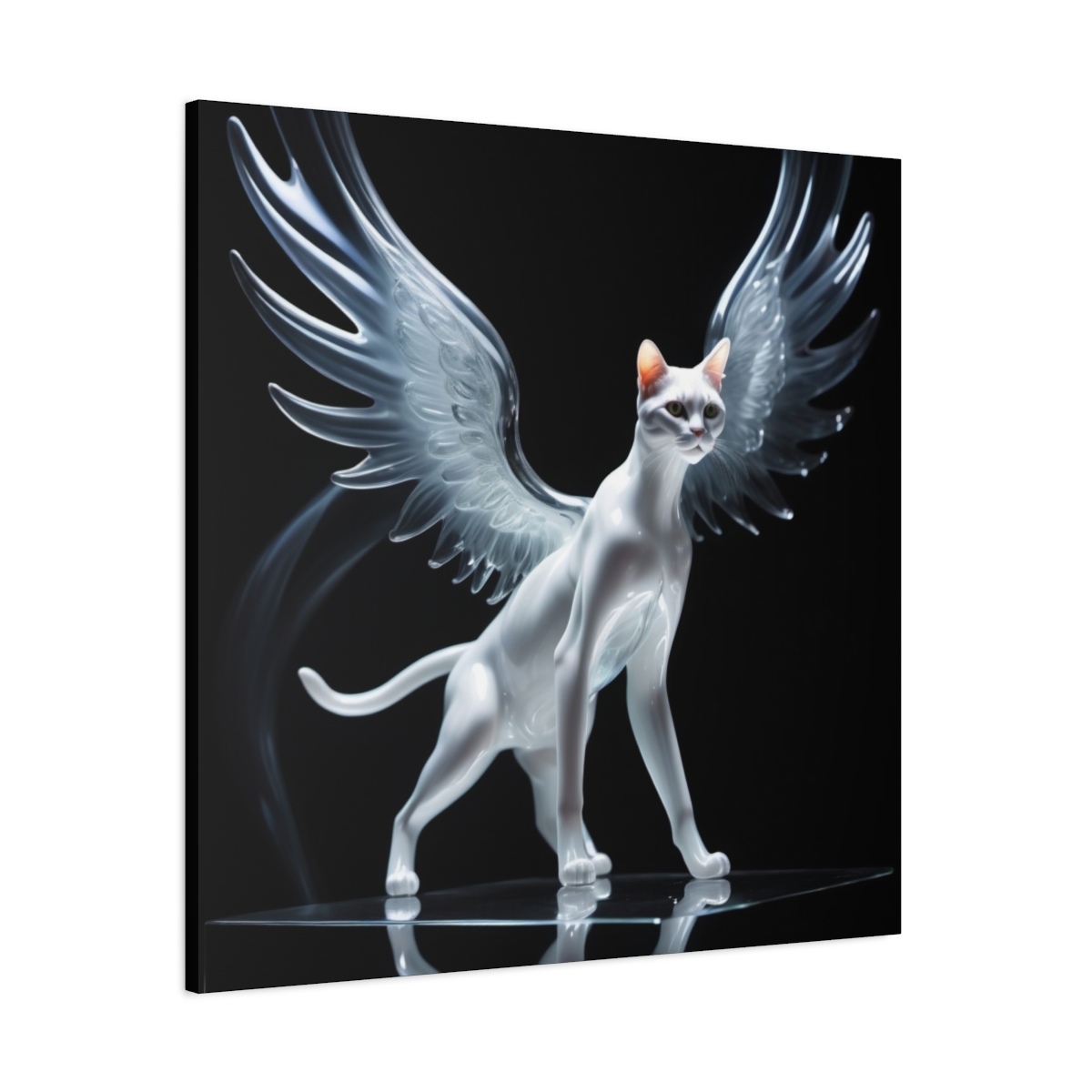 Angelic Cat Glass Wall Art Canvas
