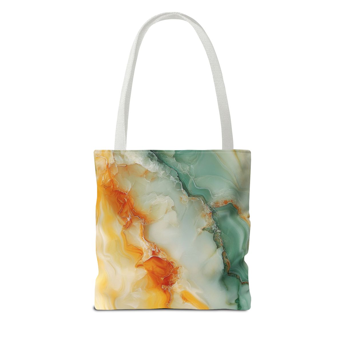 Stunning Green Orange Marbled Art Tote Bag