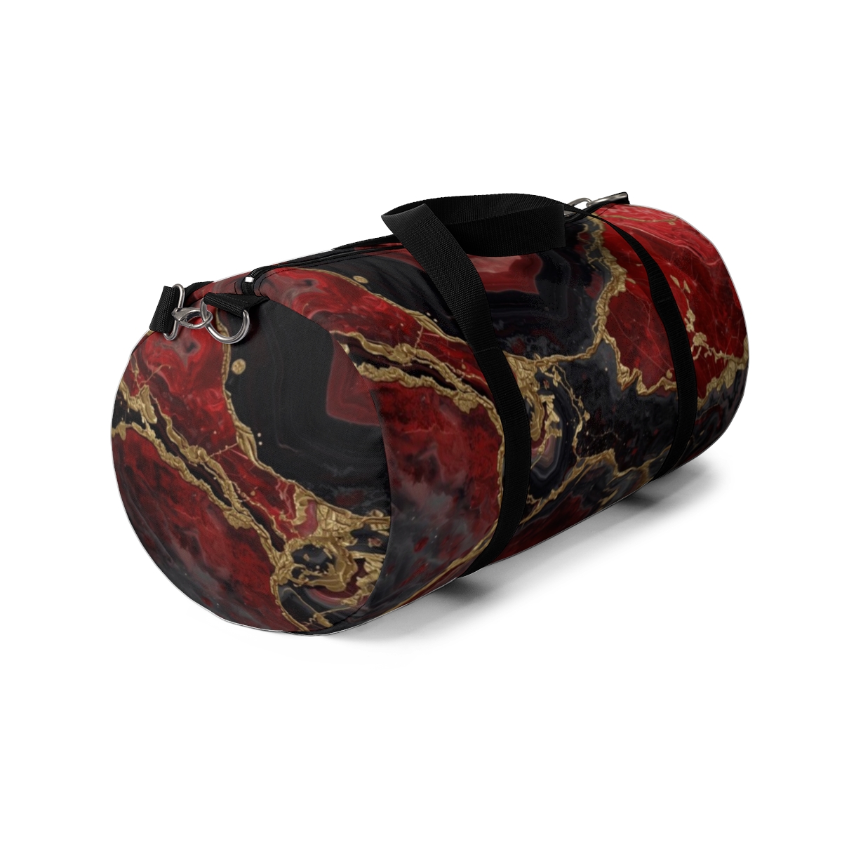 Red Marbled Pattern Duffel Bag 