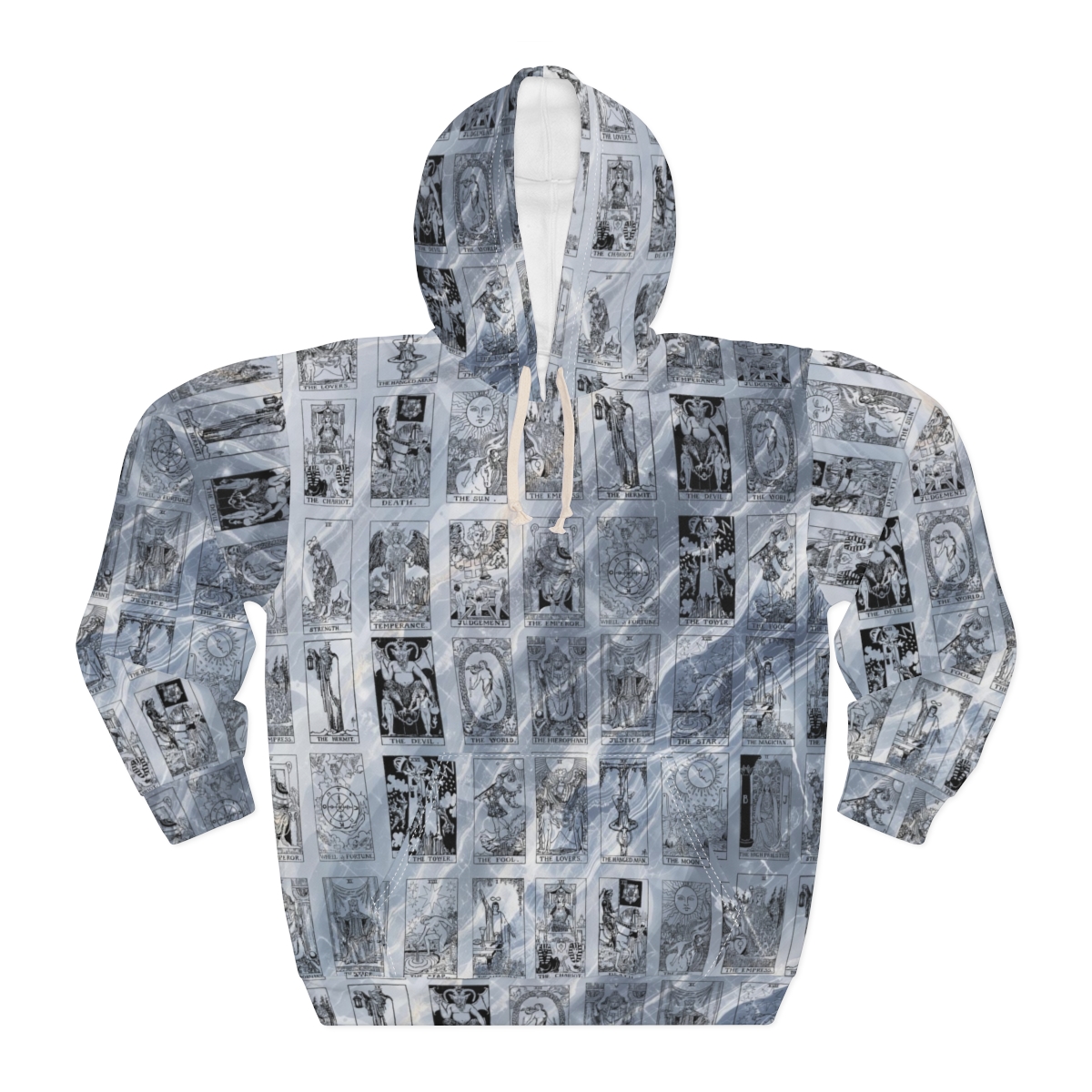 Unique Vintage Black Tarot Card Blue Marble Pullover Hoodie