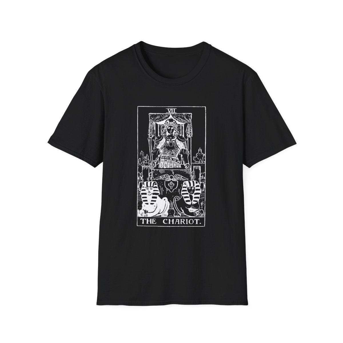 7 - The Chariot White Vintage Tarot Card Softstyle T-Shirt