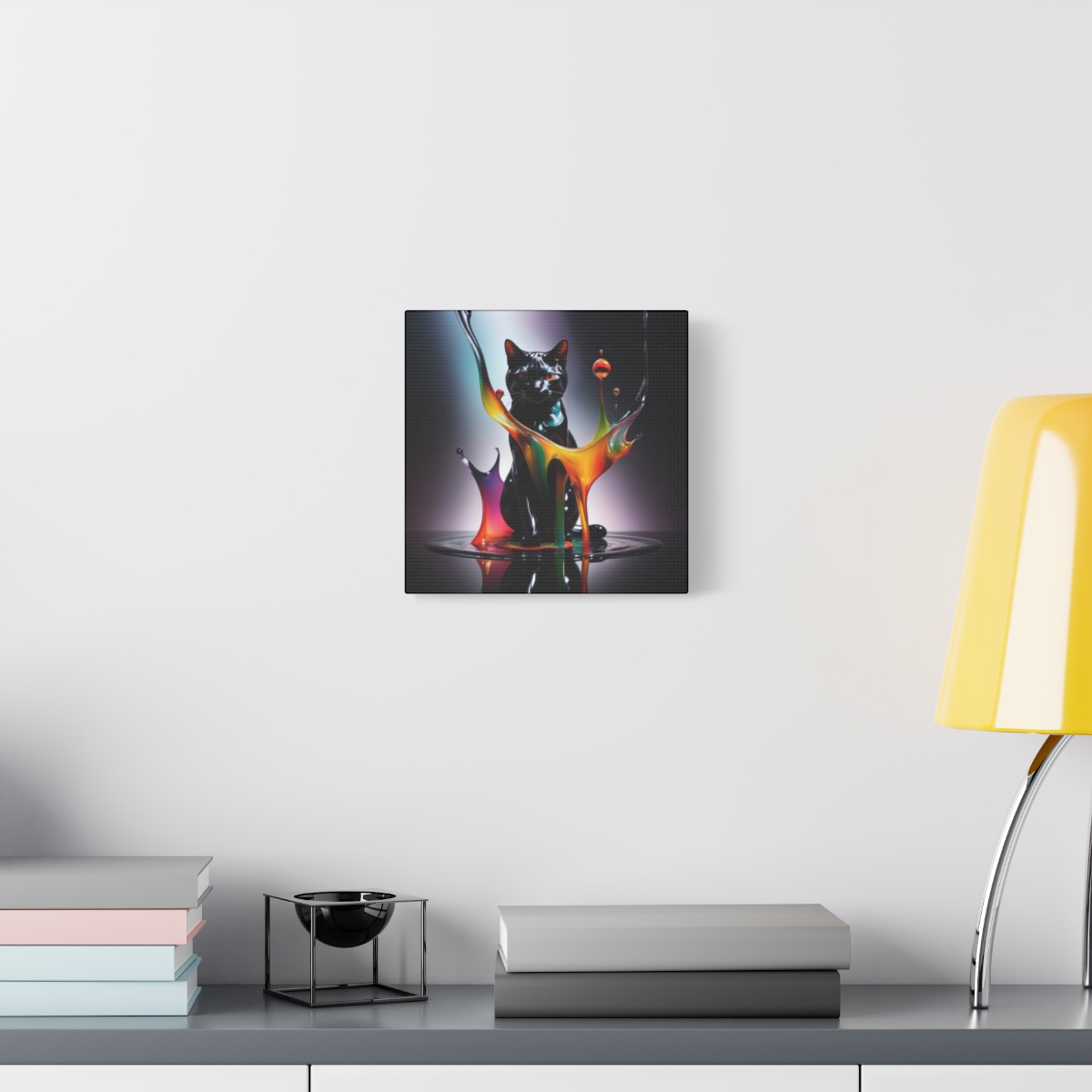 Stunning Unique Colorful Cat Glass Wall Art Canvas