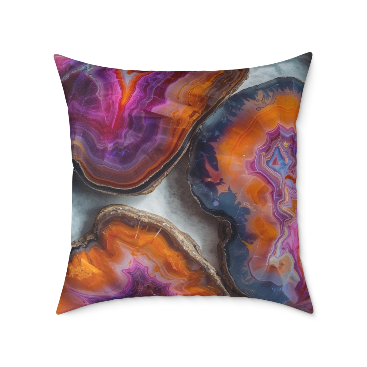 Unique Gorgeous Colorful Geode Crystal Square Poly Canvas Pillow