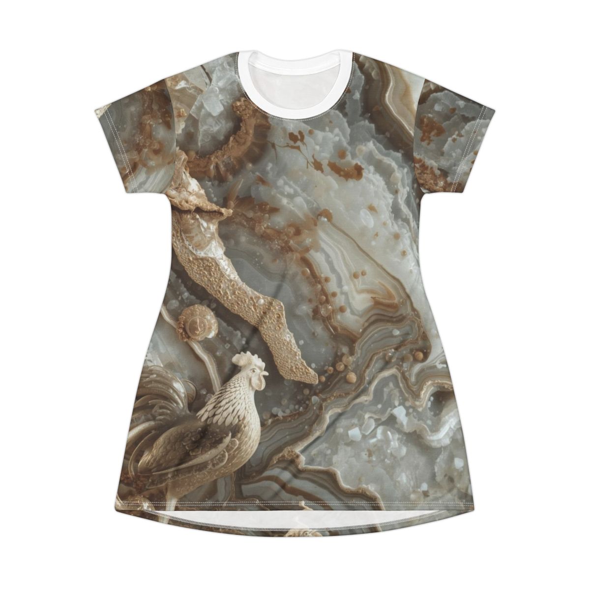 Gorgeous Rooster Marble T-Shirt Dress