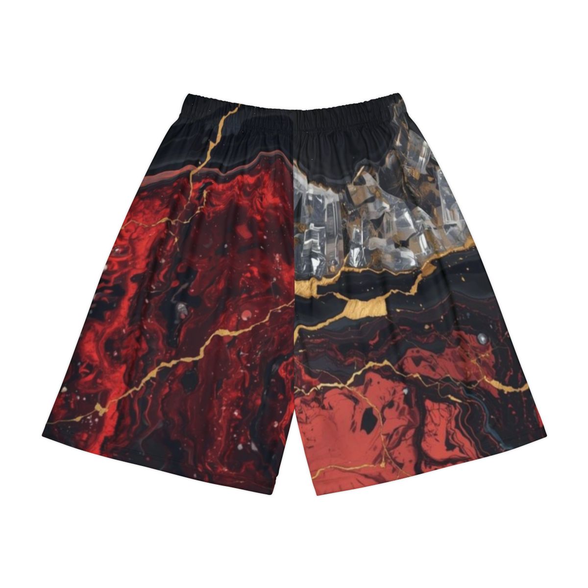 Crystal Red Black Gold Men's Workout Shorts