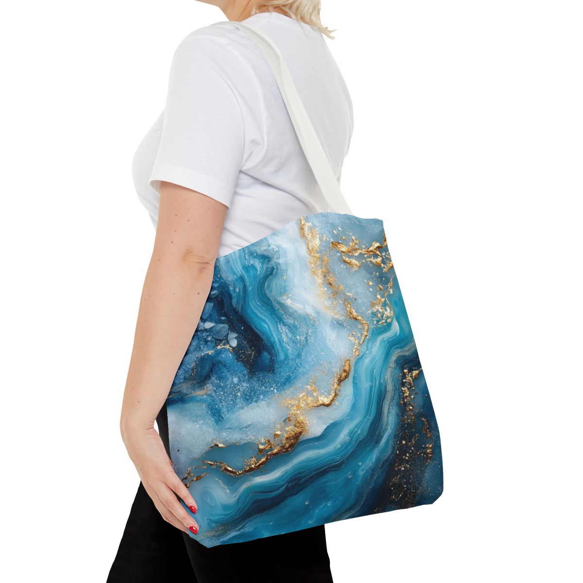 Blue Stunning Marbled Art Tote Bag
