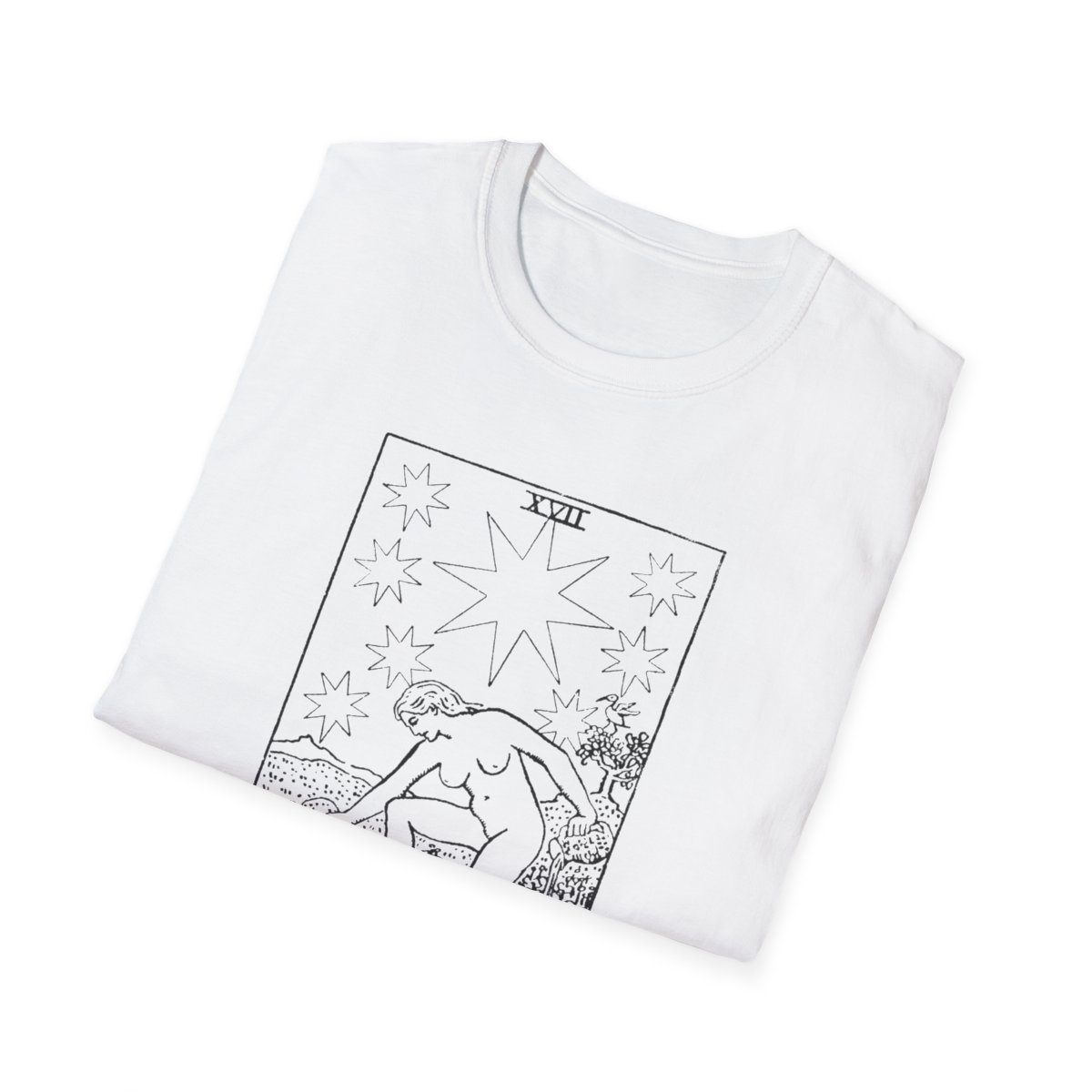 17 - The Star Black Vintage Tarot Card Softstyle T-Shirt