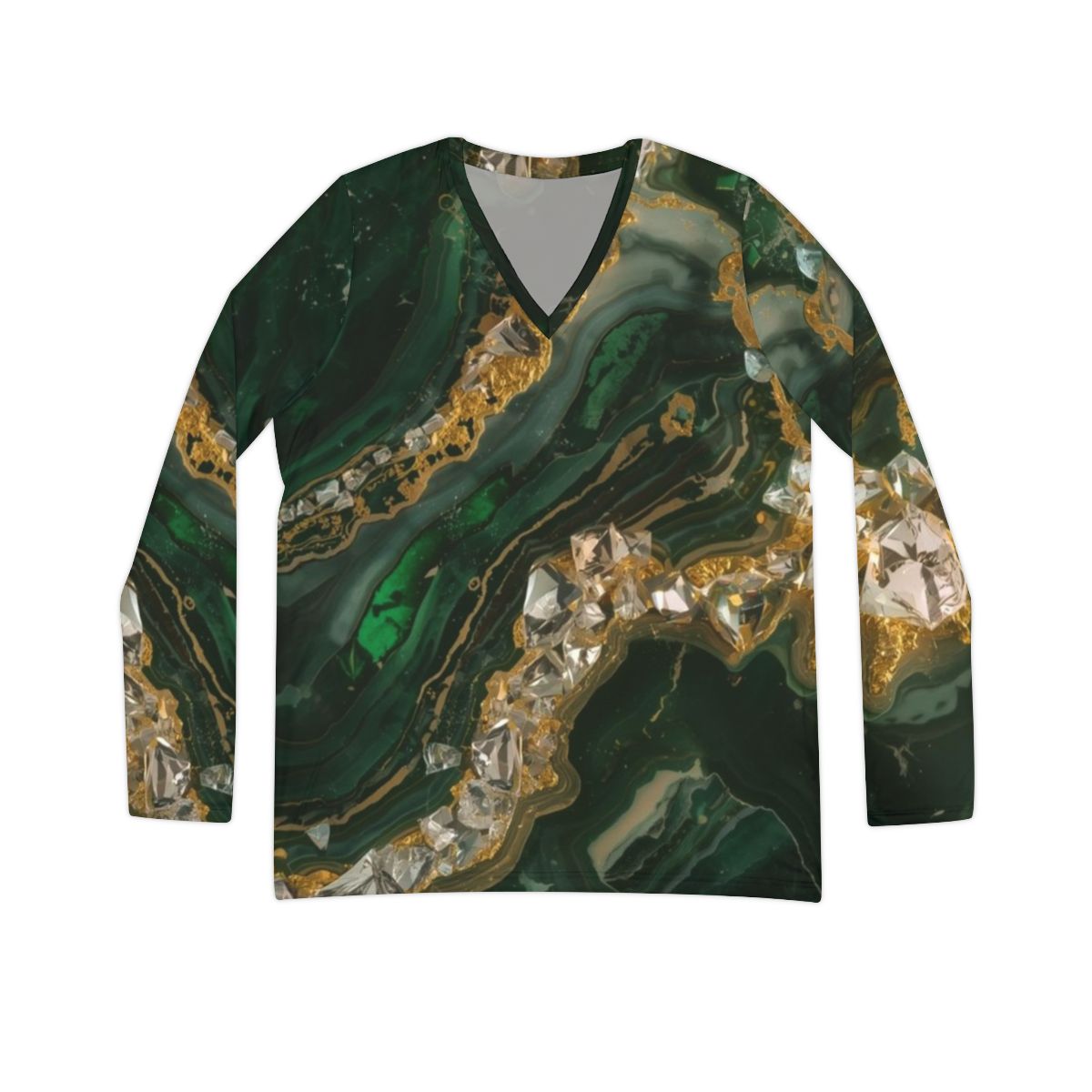 Beautiful Green marble Crystal long Sleeve Top