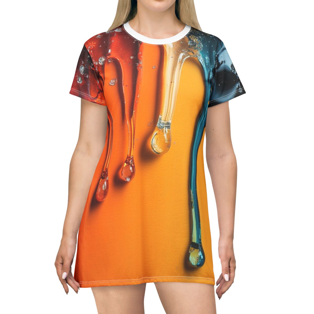 Unique Colorful Drip T-Shirt Dress