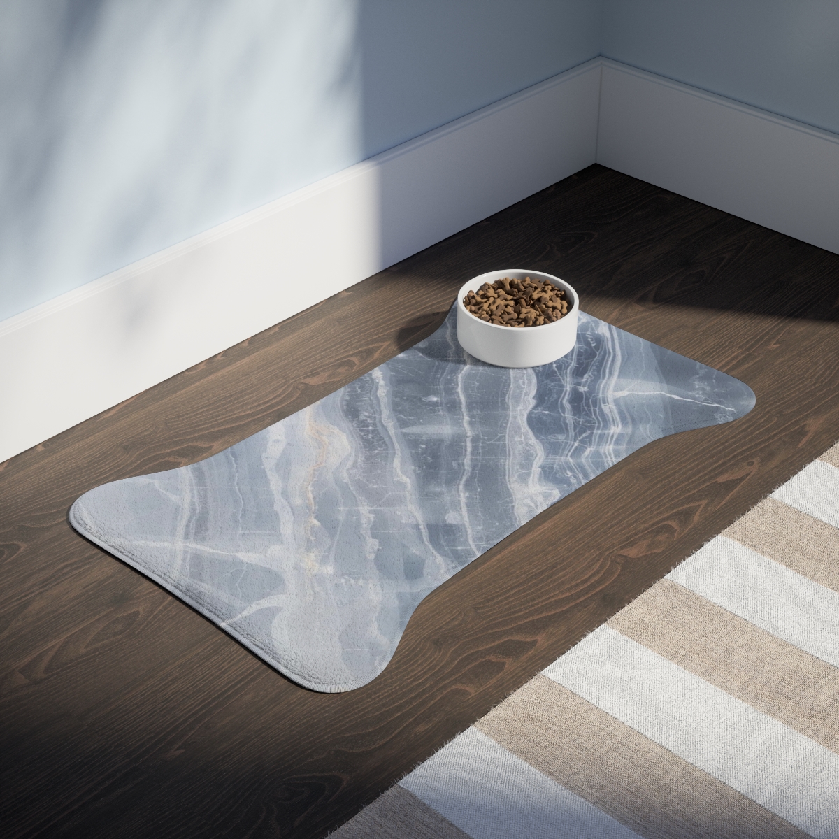 Luxury Light Blue Marble Pet Feeding Mat