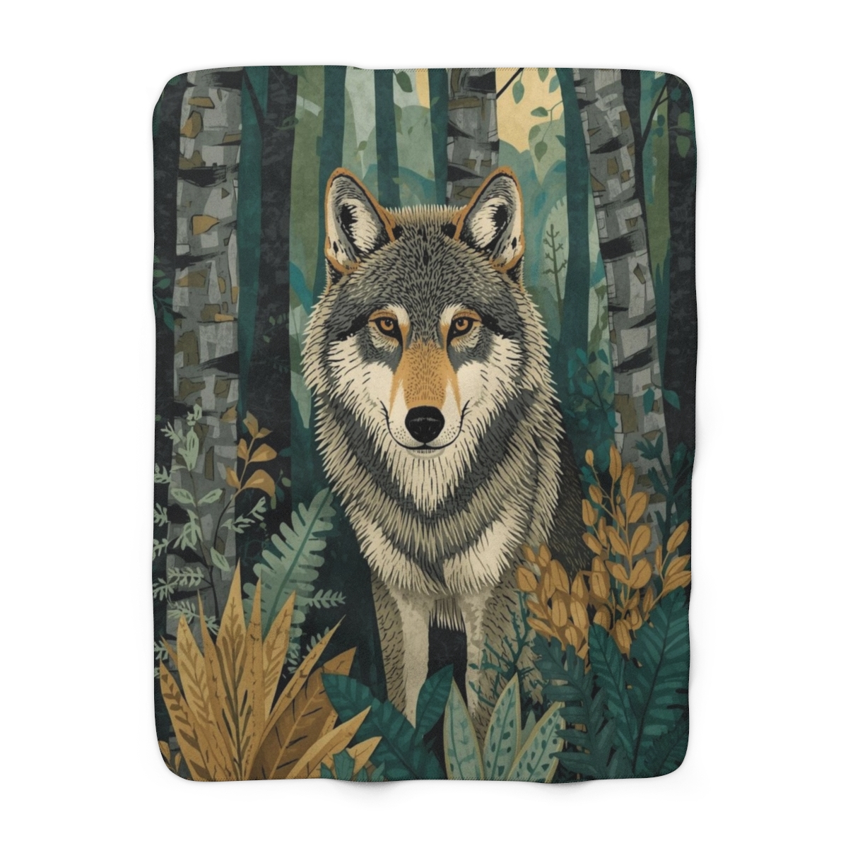 Luxury Forest Wolf Art Sherpa Fleece Blanket