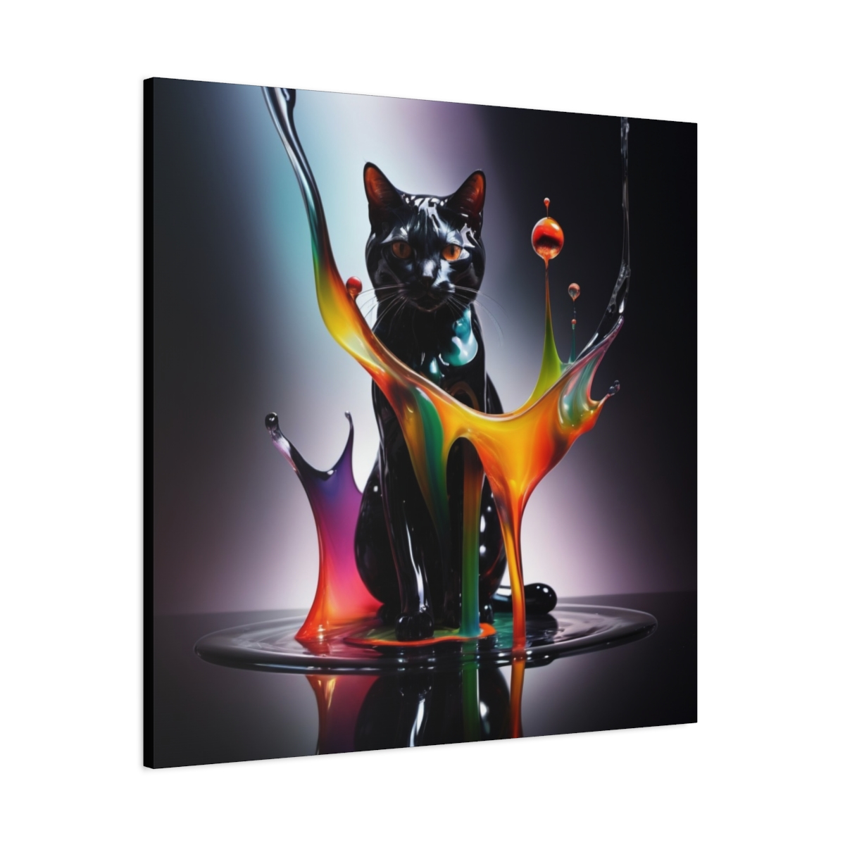 Stunning Unique Colorful Cat Glass Wall Art Canvas