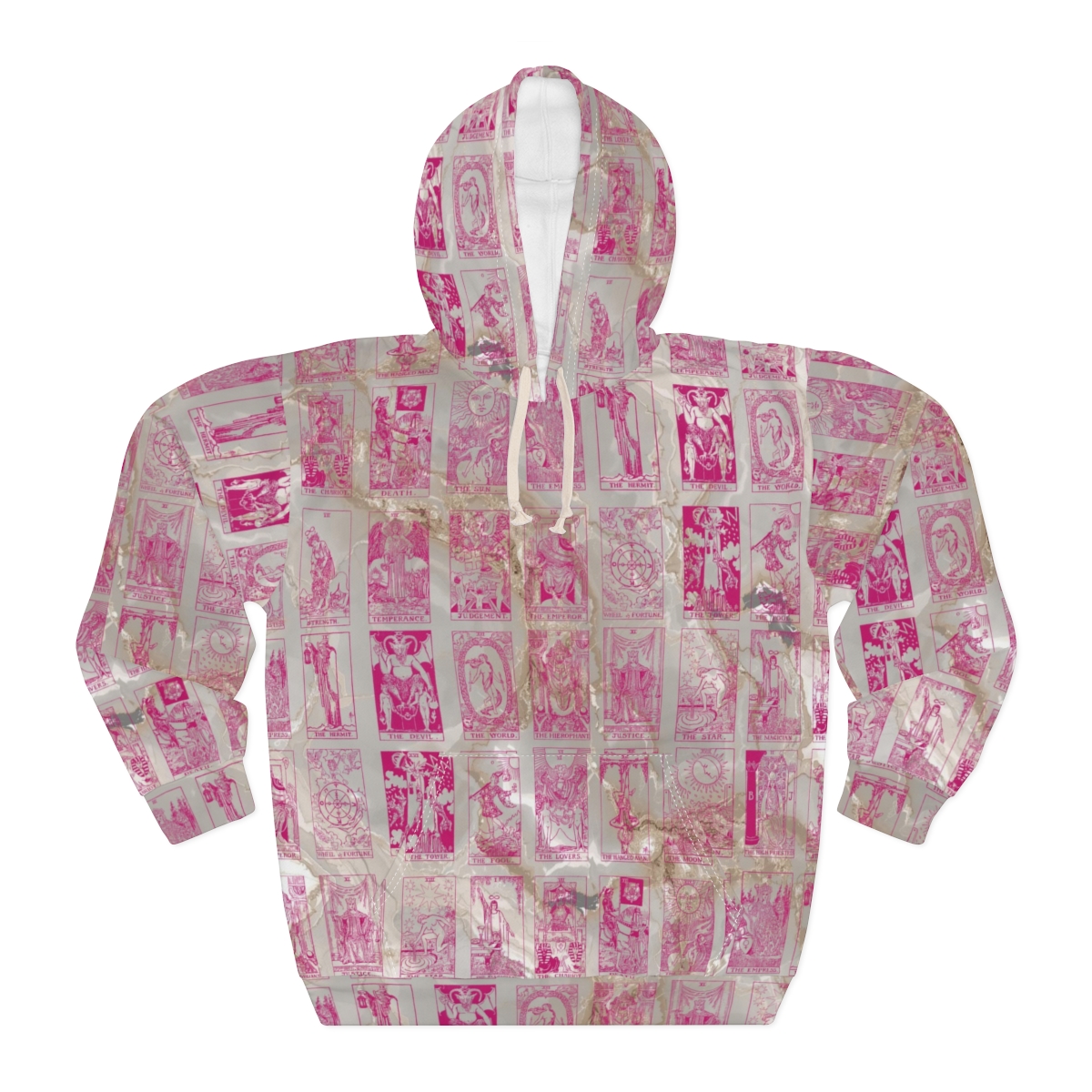Unique Vintage Pink Tarot Card Marble Pullover Hoodie