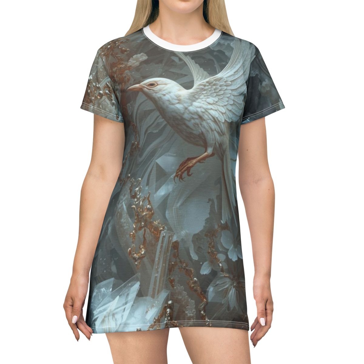 White Bird Crystal T-Shirt Dress