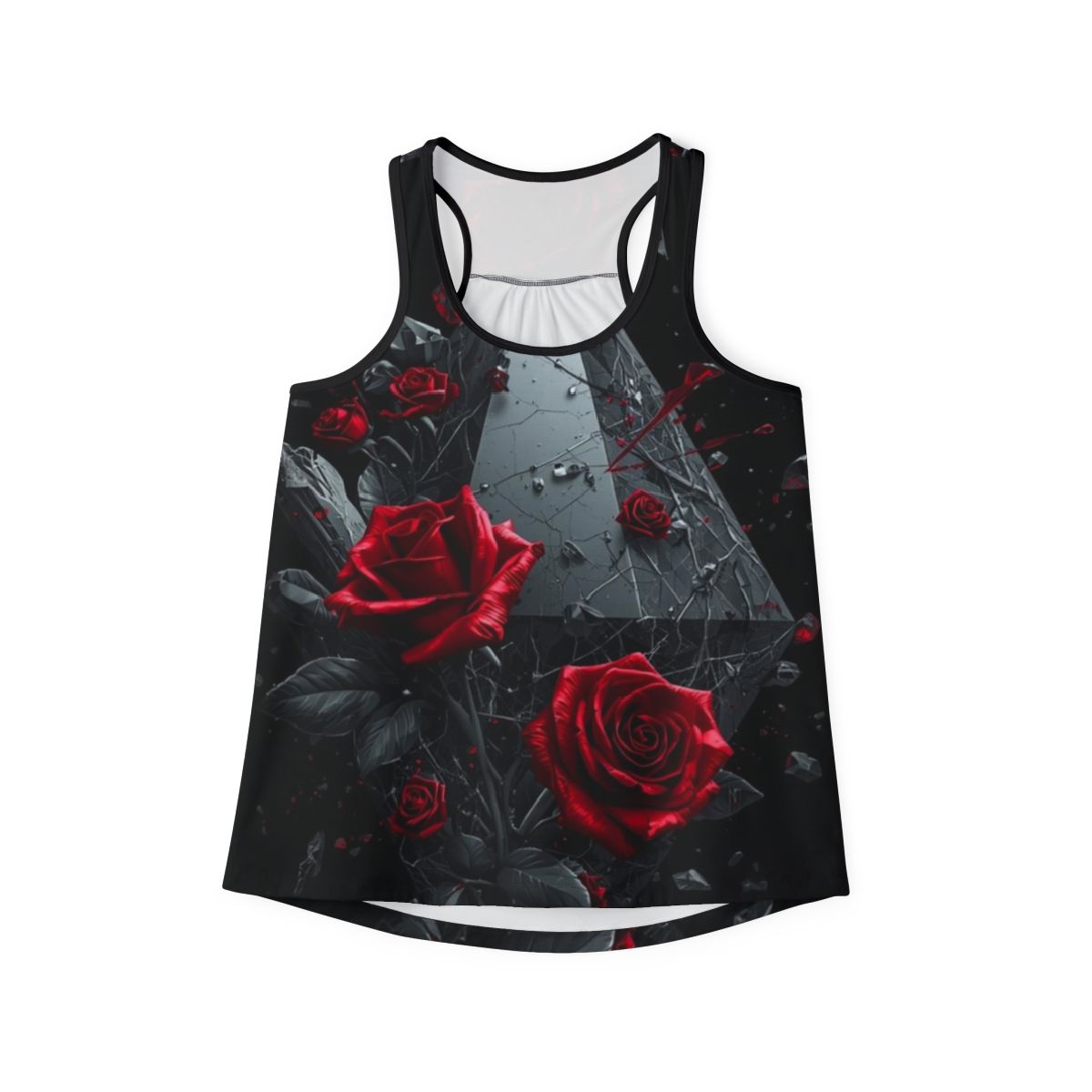 Elegant Floral Rose Crystal Tank Top