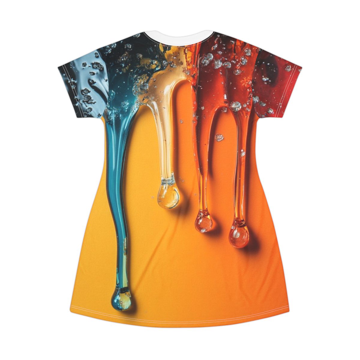 Unique Colorful Drip T-Shirt Dress