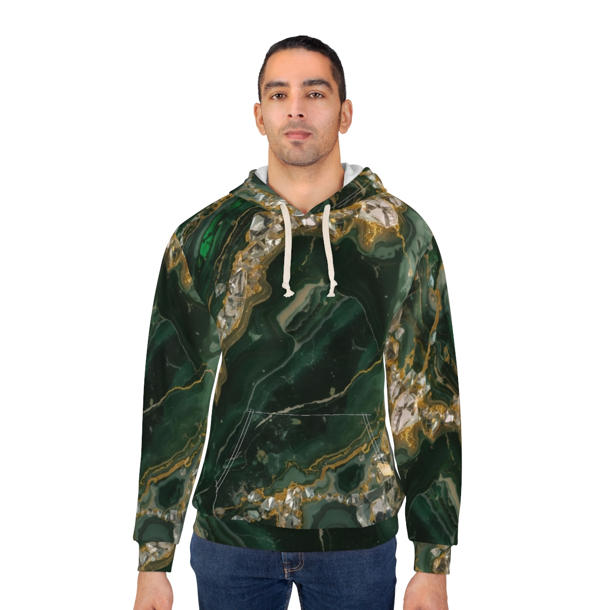 Stunning Green Marble Crystal Pullover Hoodie
