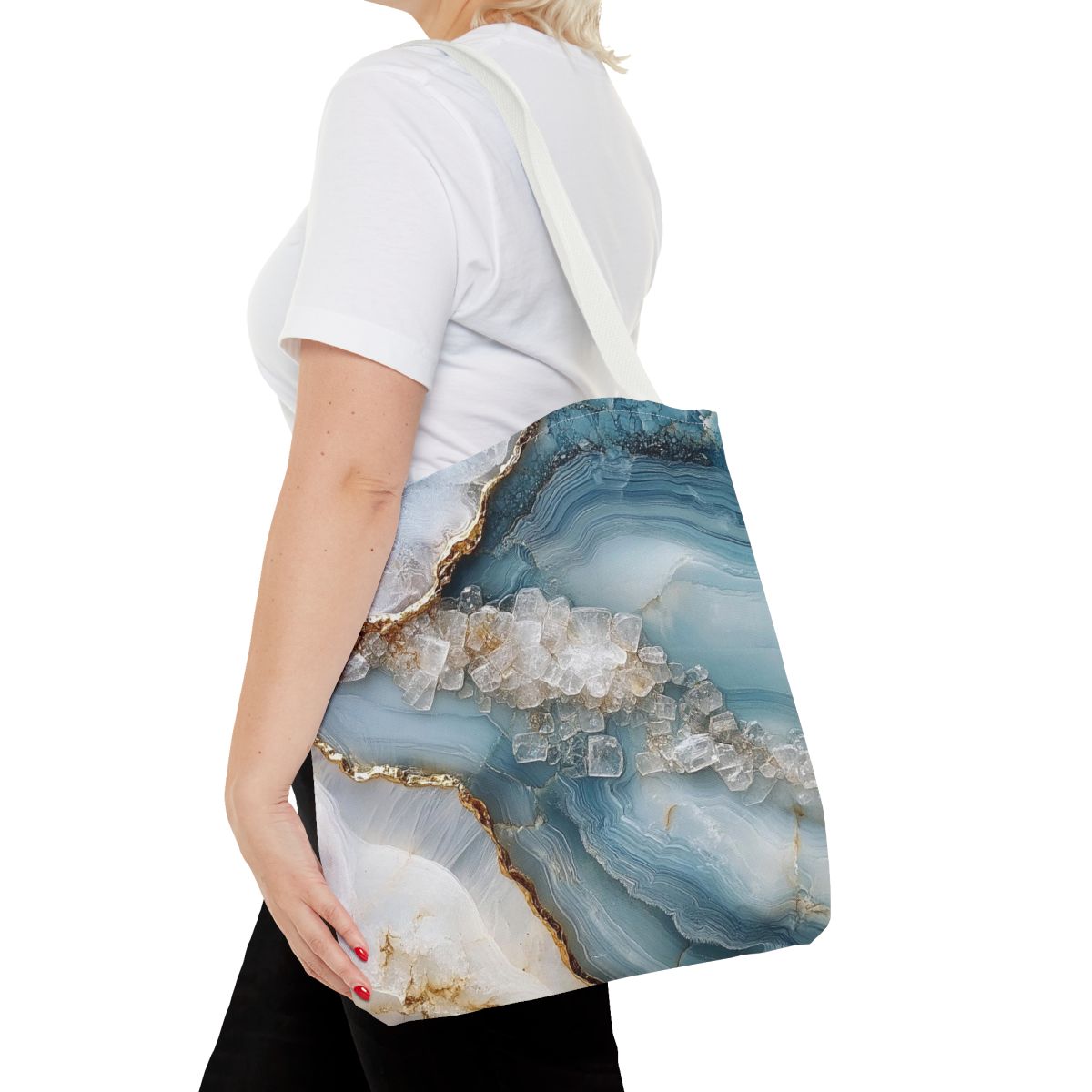 Light Blue Stunning Geode Art Tote Bag