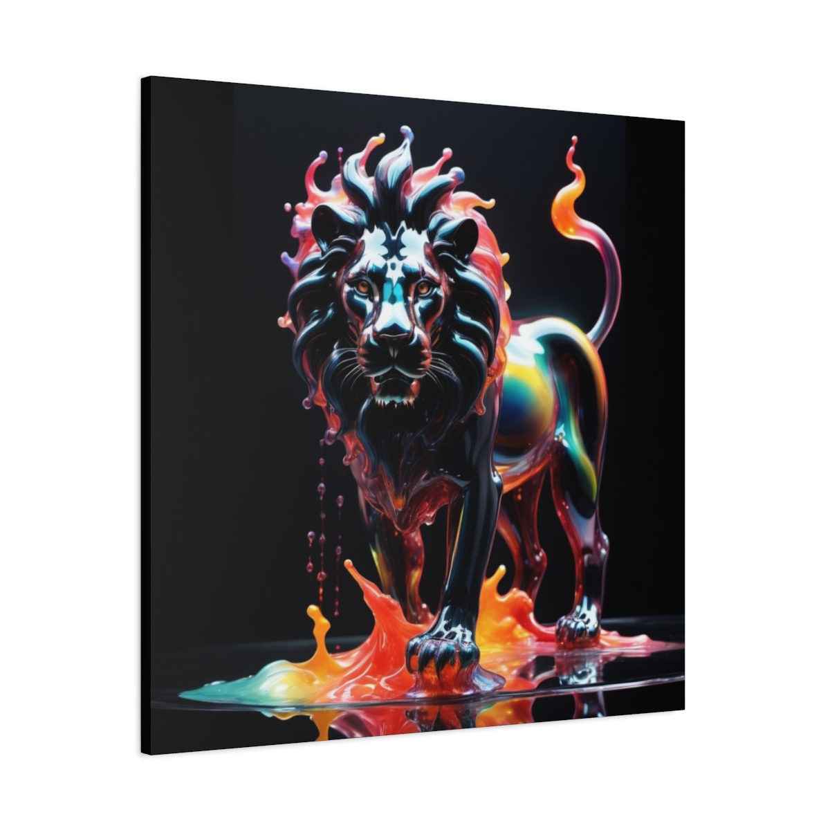 Stunning Unique Colorful Lion Glass Wall Art Canvas