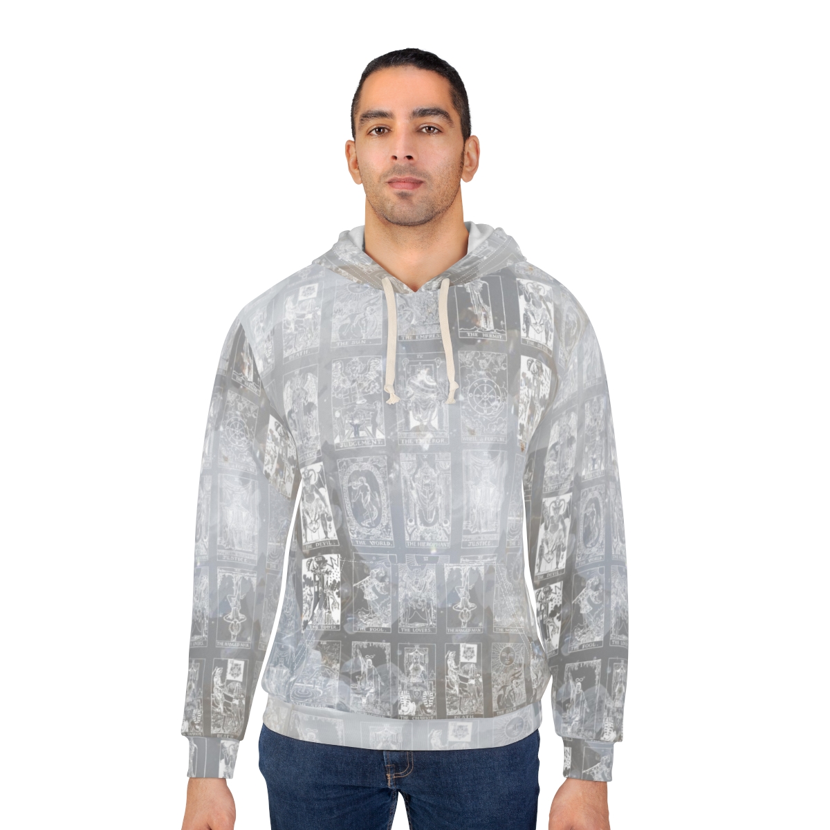 Unique Vintage White Tarot Card Marble Pullover Hoodie