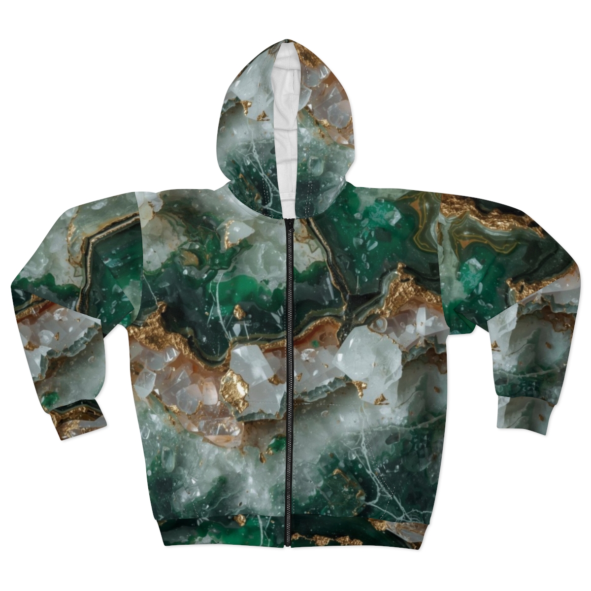 Stunning Green Crystal Agate Zip Hoodie