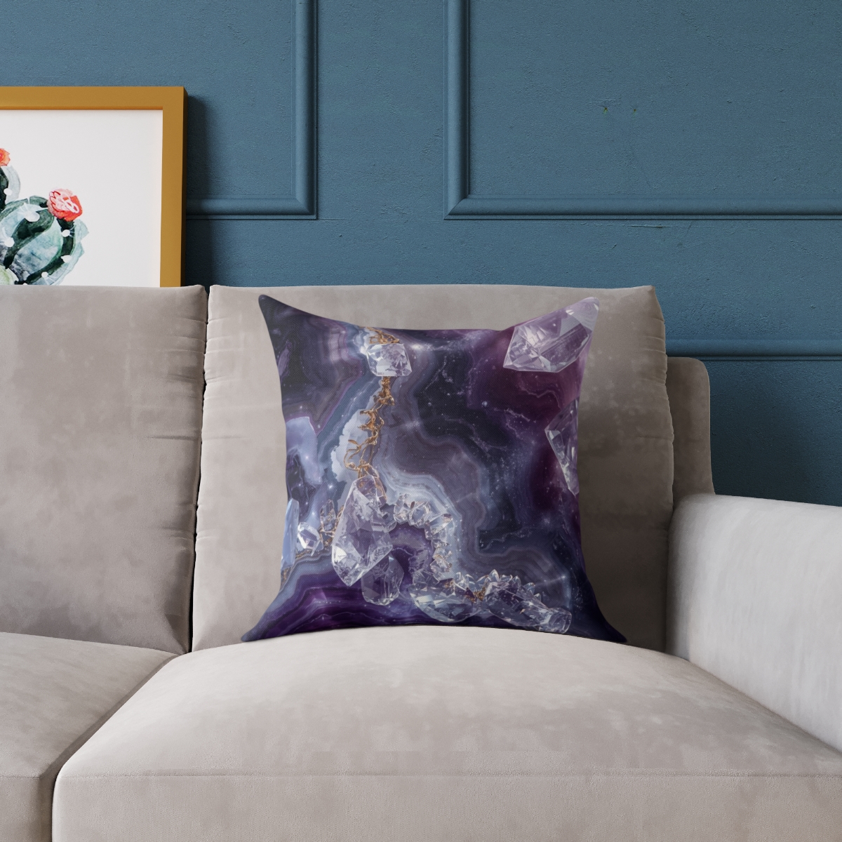 Unique Gorgeous Purple Agate Marble Square Poly Canvas Pillow