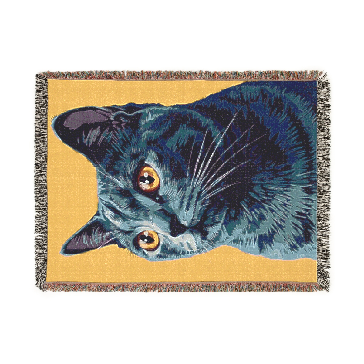 Luxury Cat Yellow Woven Blanket