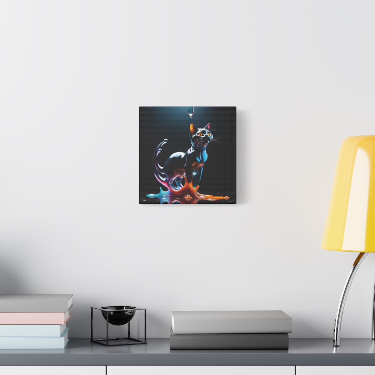 Stunning Unique Colorful Cat Glass Wall Art Canvas