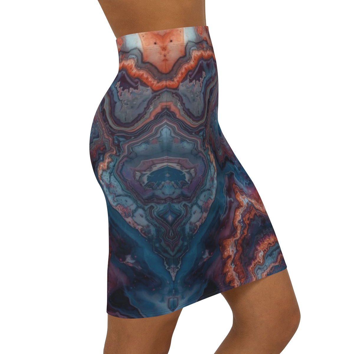 Gorgeous Agate Marble Mid-Waist Pencil Skirt