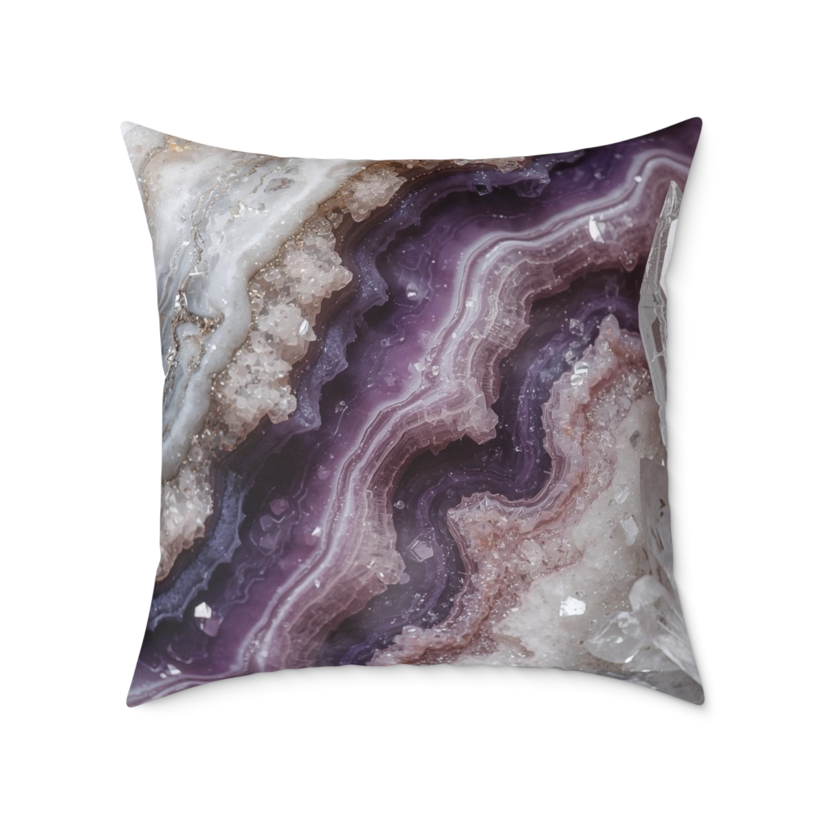 Unique Gorgeous Purple Geode Crystal Square Poly Canvas Pillow